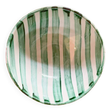 Green striped ceramic salad bowl