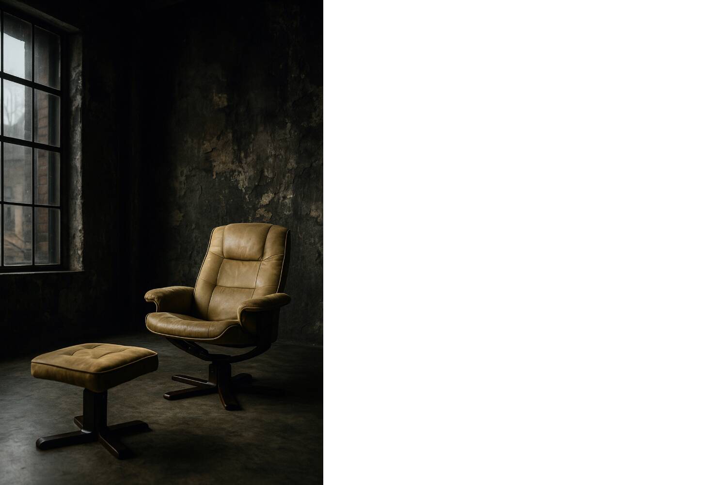 Vintage Mid-Century Danish Modern Brown Swivel Chair & Ottoman, 1960s