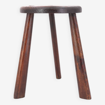Wooden tripod stool, saber legs, popular art from the 50s