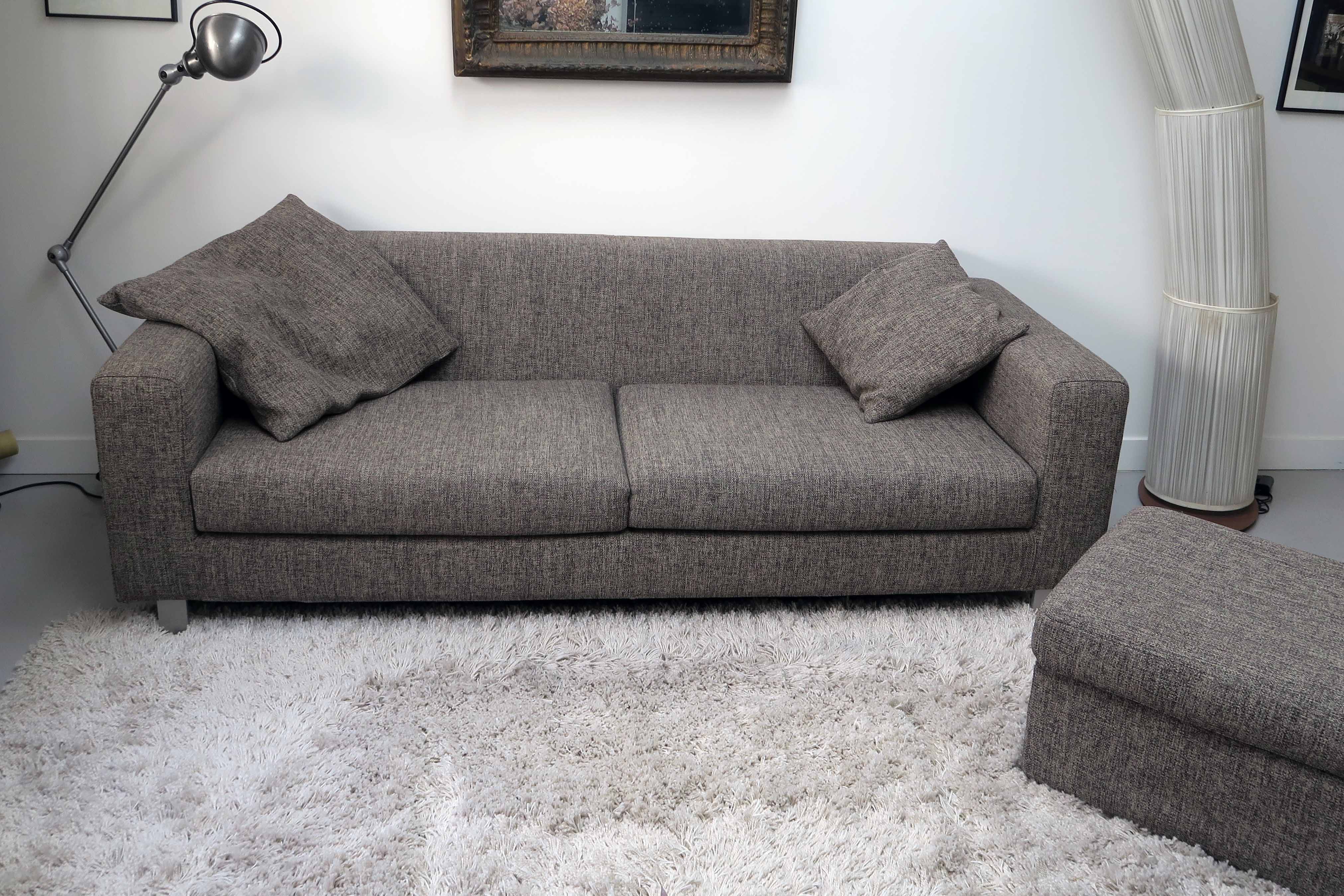 Scandinavian design sofa and its pouf