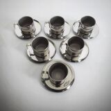 Set de 6 tasses avec soucoupes en inox, Guido Bergna, Italie, 1970s
