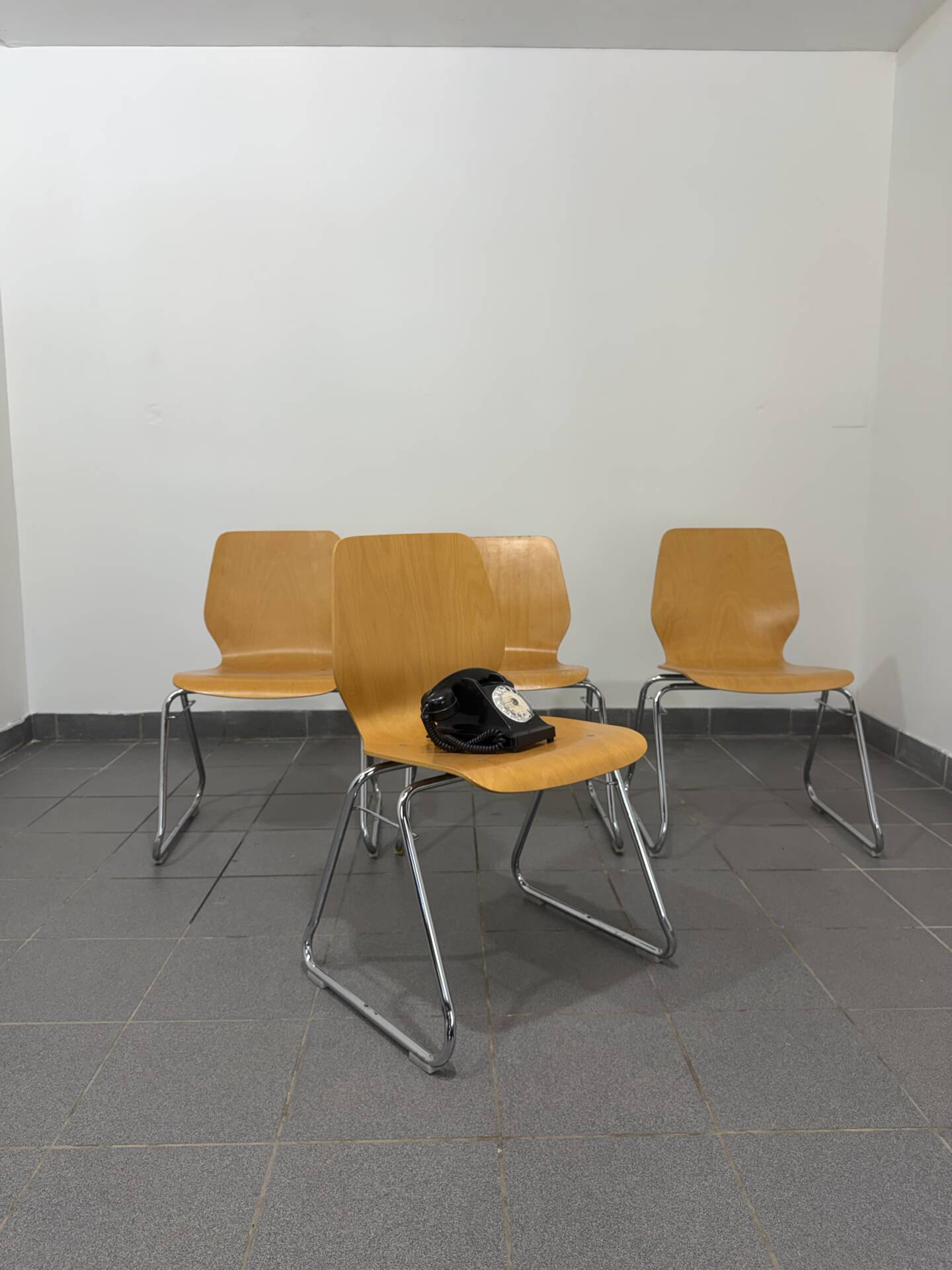 Vintage Casala chair – bent beech – chrome sled base
