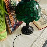 Vintage Tiffany Inspiration Lamp and Green Shade | Green Foliage Shade