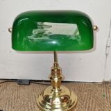 Green opaline banker lamp