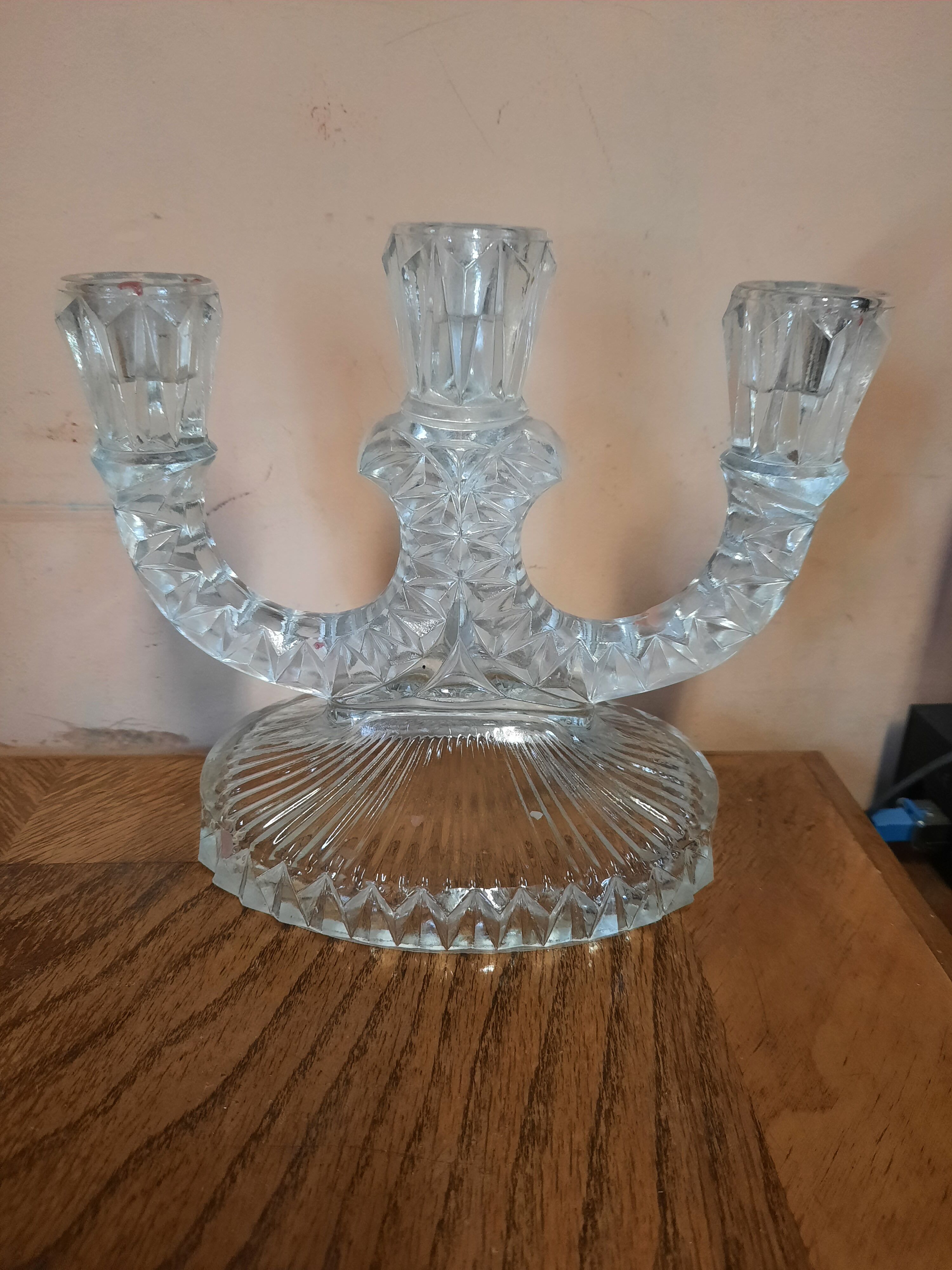 Moulded glass candlestick