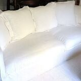 White washed linen sofa