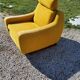 Armchair of the 70s velvet base sleigh in solid mahogany