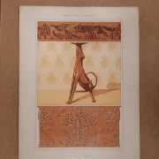 Art nouveau lithograph dog candlestick and bees – M.P. Verneuil, 1897