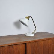 Swedish Table Lamp in Brass and White Metal, EWÅ Värnamo, 1950s