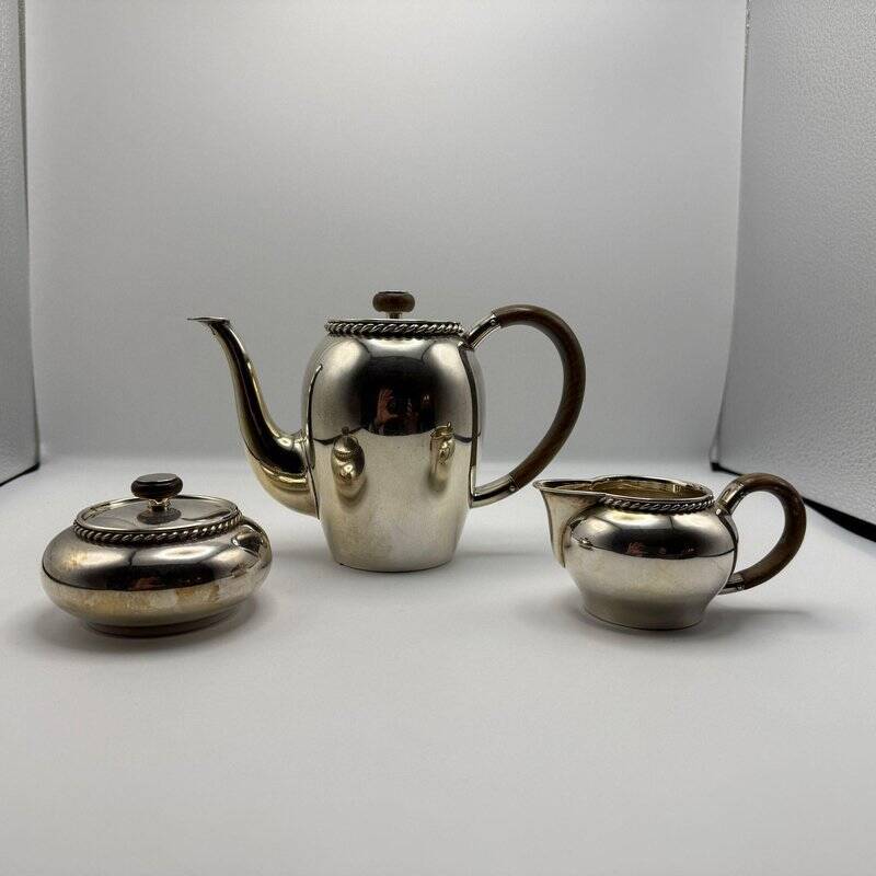 Three-Piece Bauhaus Silver Coffee Set, Grininger, Heilbronn, 1930