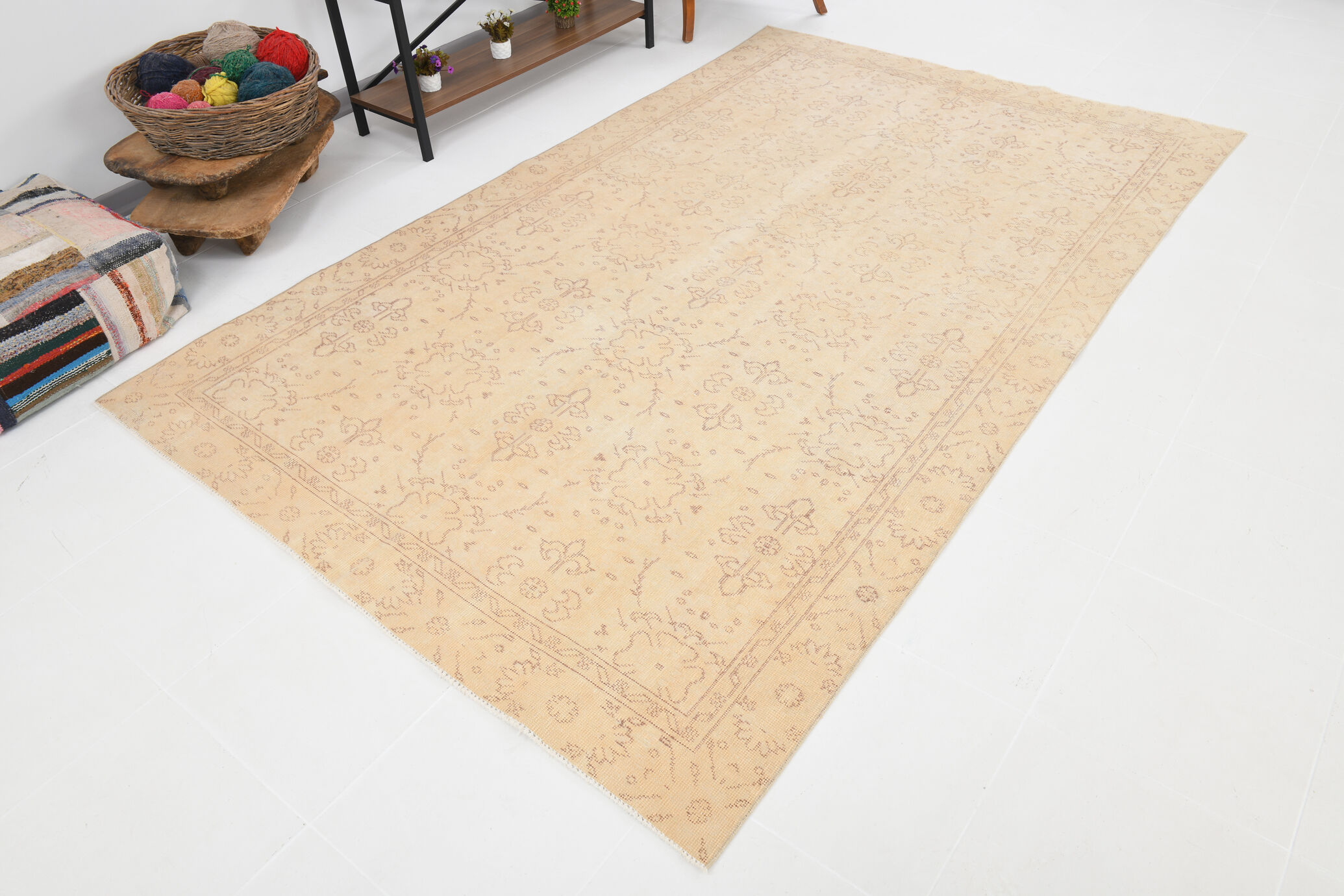 6x9 Beige & Brown Handmade Turkish Rug 285x178Cm