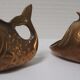 Two vintage brass fish ashtrays