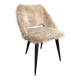 70s faux fur chair with tapered legs in powder pink