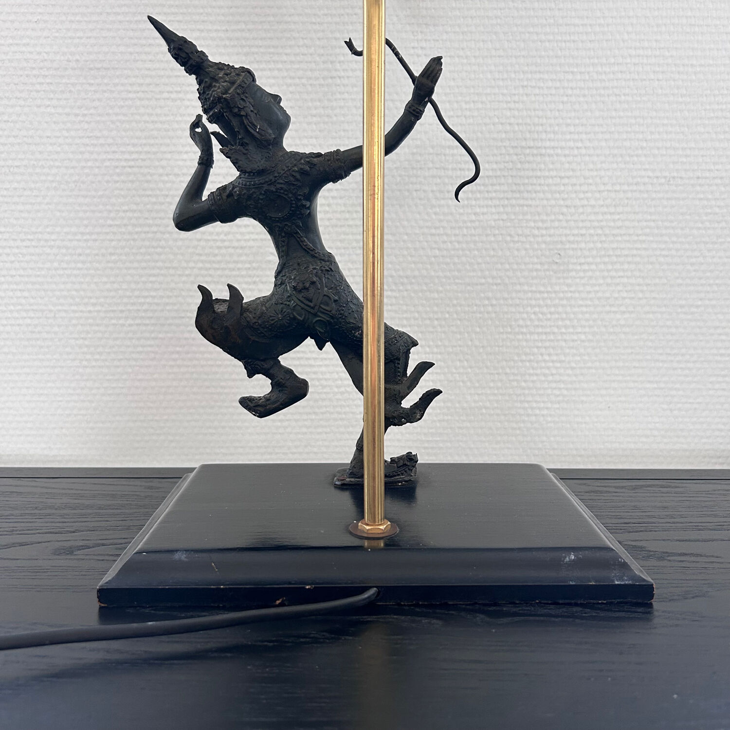 Thai warrior lamp base in bronze