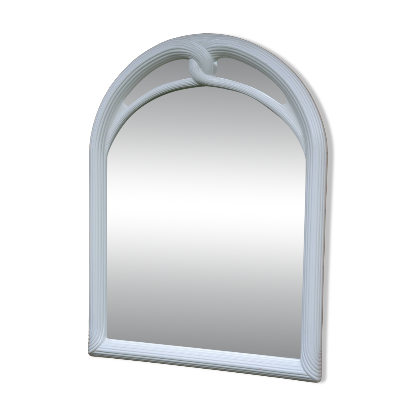 White mirror in 90s Art Deco style