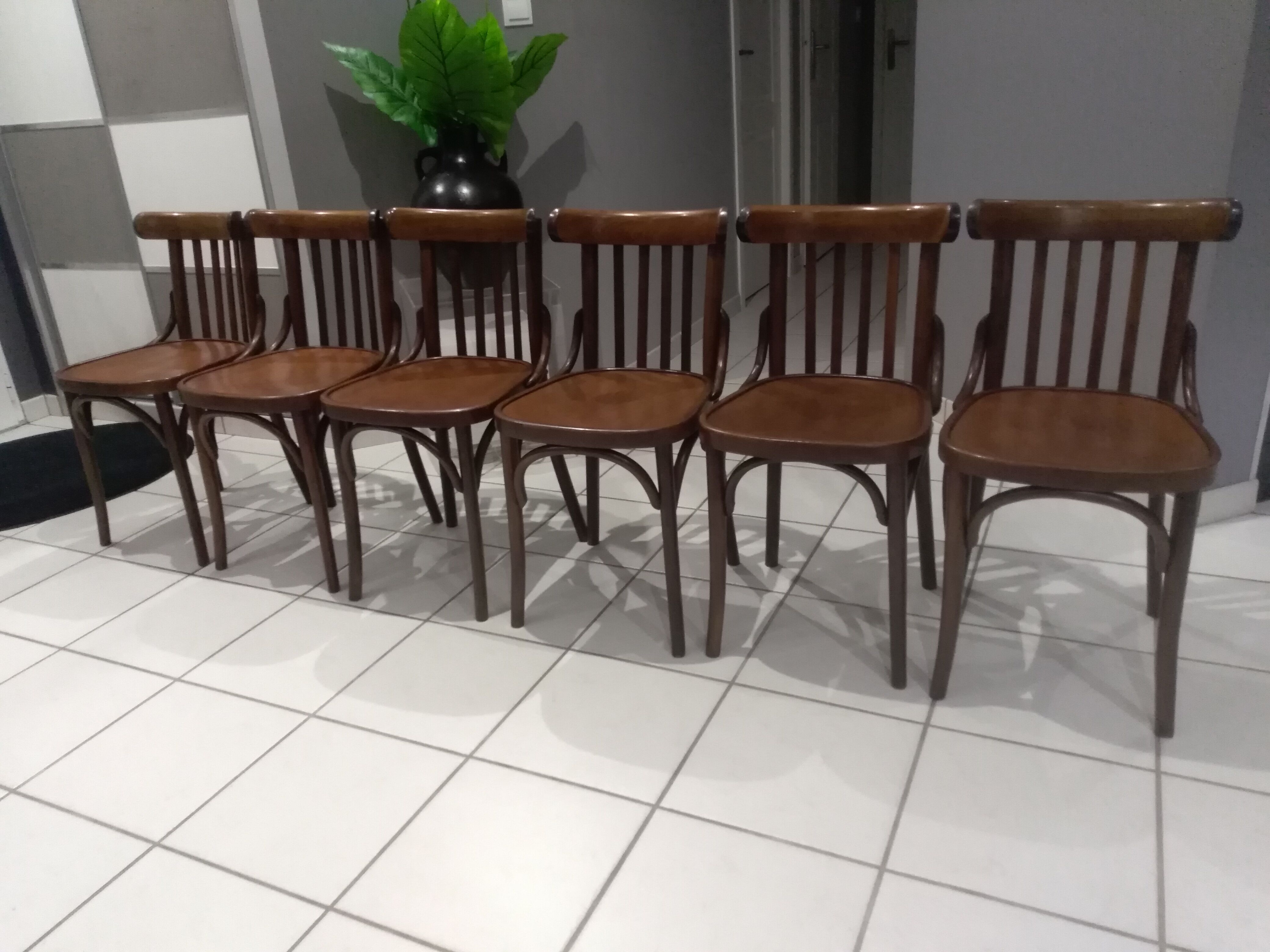 Suite of 6 chairs of Vintage Bistrot 1960s