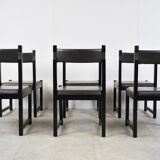 Set of 6 brutalist dining chairs by Emiel Veranneman for Decoene, 1970s