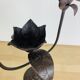 Brutalist wrought iron candle holder with birds