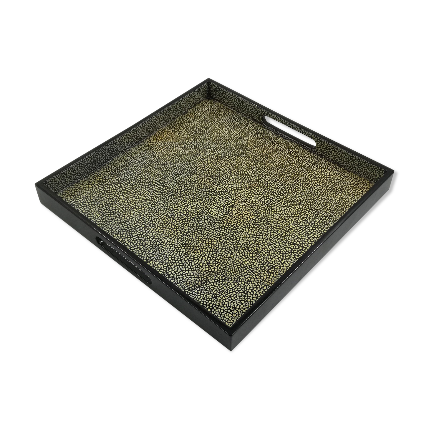 Black lace-up vintage tray and encrusted egg shells