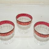 Lot of 3 vintage glass cups from the 50s