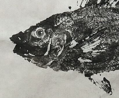 Original Gyotaku depicting a rock fish