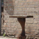 Brutalist console in solid wood worked with gouge & wrought iron, France 1950s