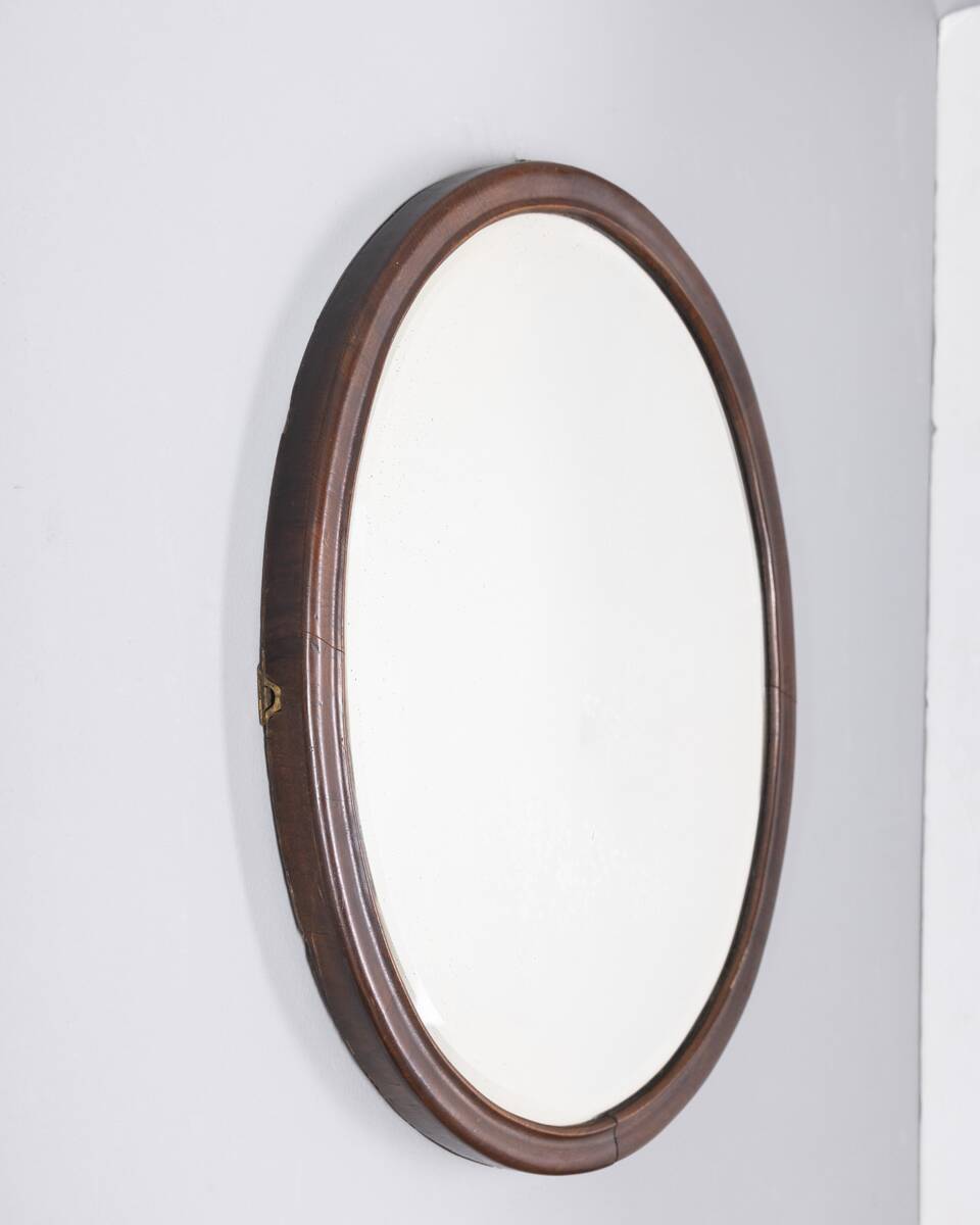 Vintage 1960s Italian-design walnut wall mirror