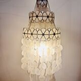 Vintage mother-of-pearl chandelier, floral design, 1960s