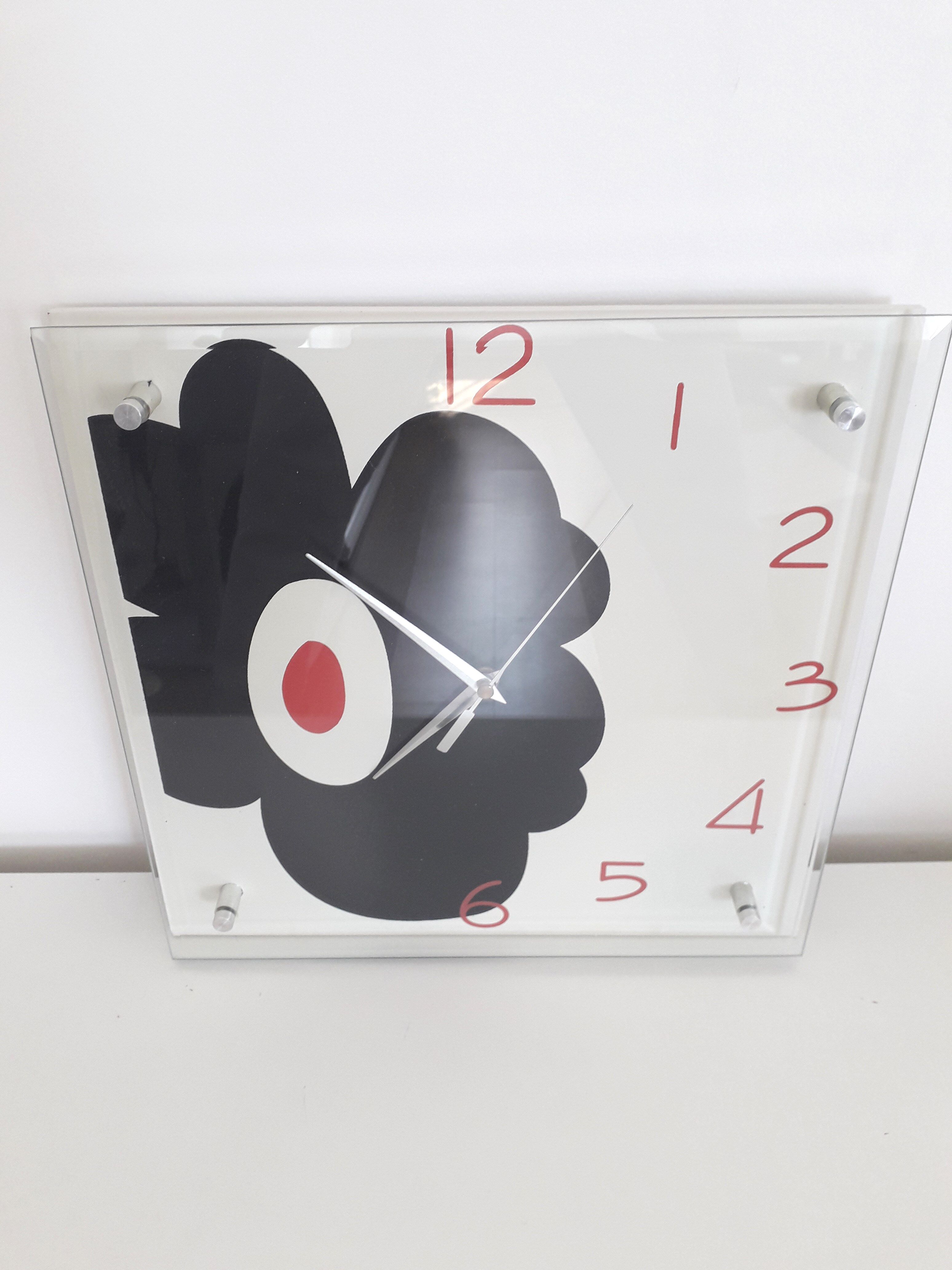 Vintage wall clock -- Wood and glass - 80s-90s