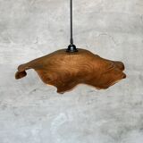 Medium pendant light in corrugated teak leaf (Medium D:50 H:20)