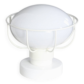Lampe années 80, métal laqué blanc et globe verre