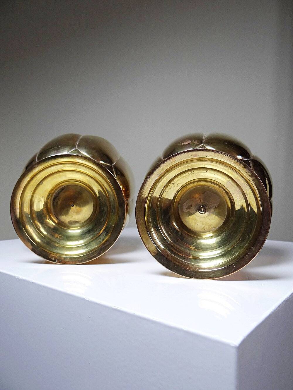 Duo de petits caches-pots en cuivre doré vintages