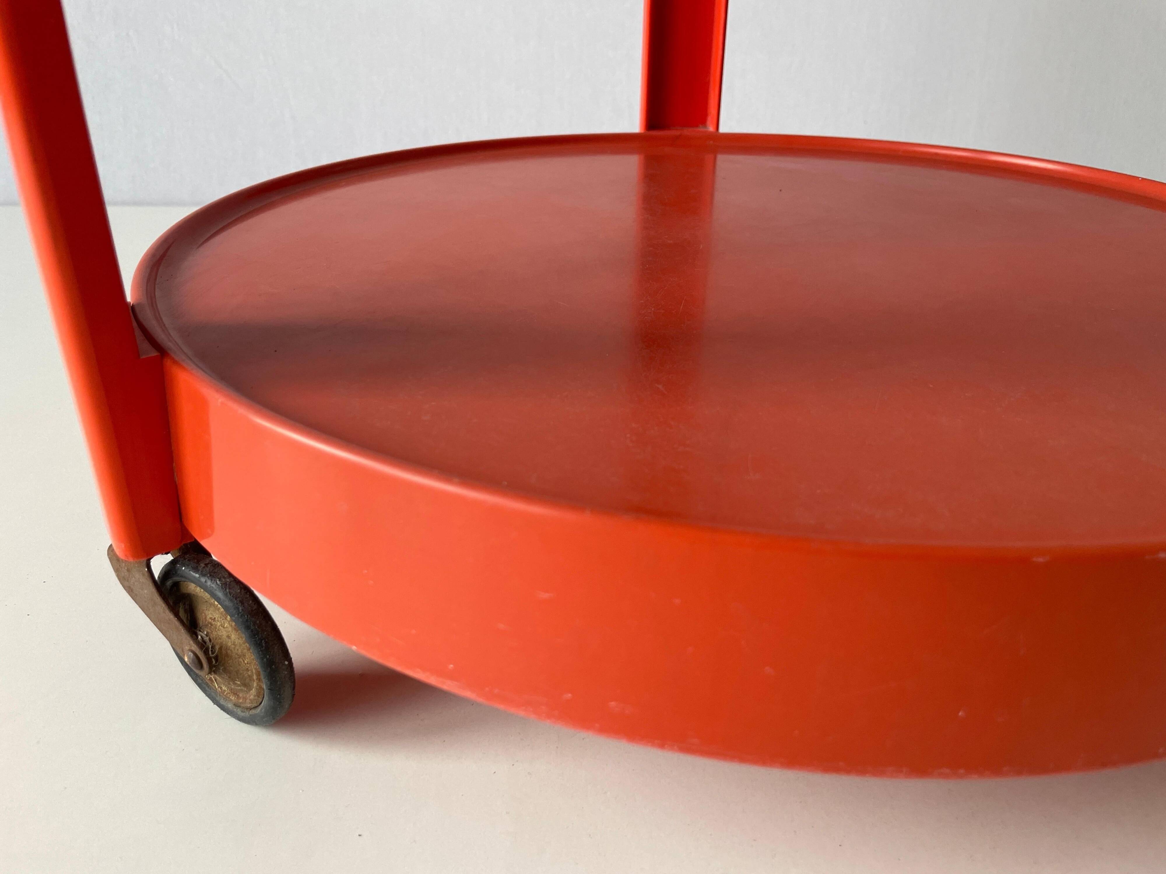 Chariot en plexiglas orange AGE, années 1970, Allemagne