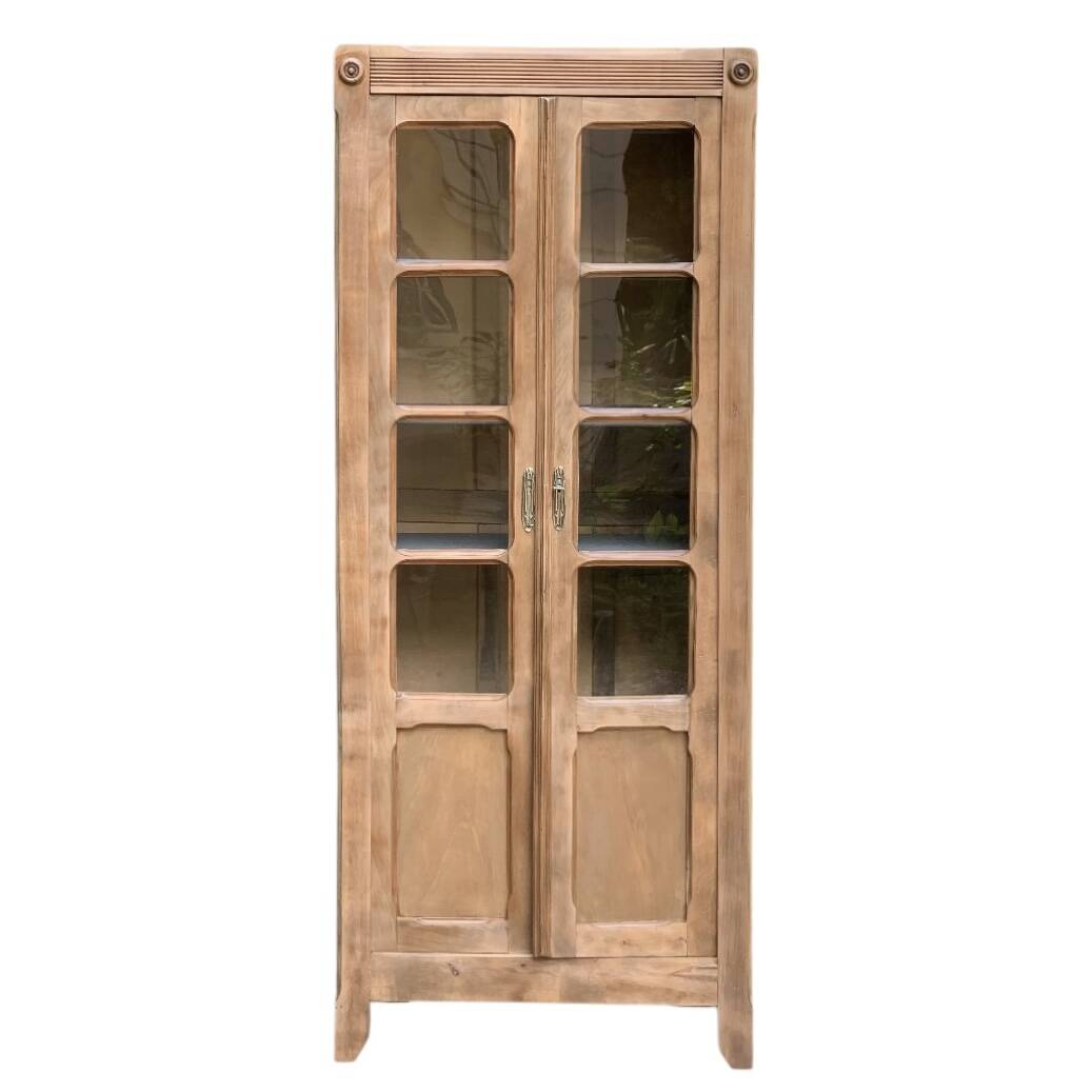 Armoire parisienne vitrée en bois brut, 1940