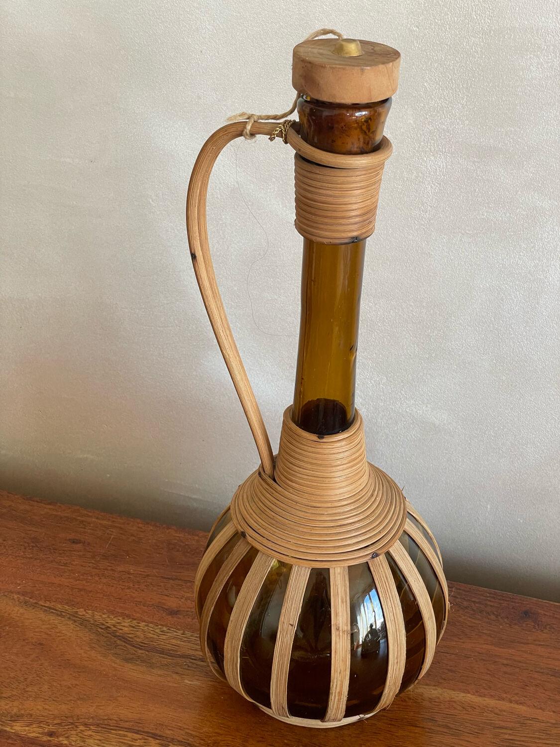 Amber rattan bottle decanter