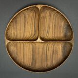 Set of six fondue plates, made of wood