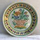 Ancient Plate Deco Ceramics White Drawings Flowers Painted Vintage