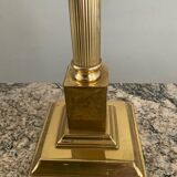 Vintage brass and leather lamp from the 70s