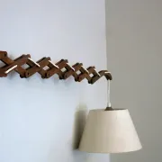 Large concertina scissor wall light in teak by Eric Hansen  Denmark 1960s