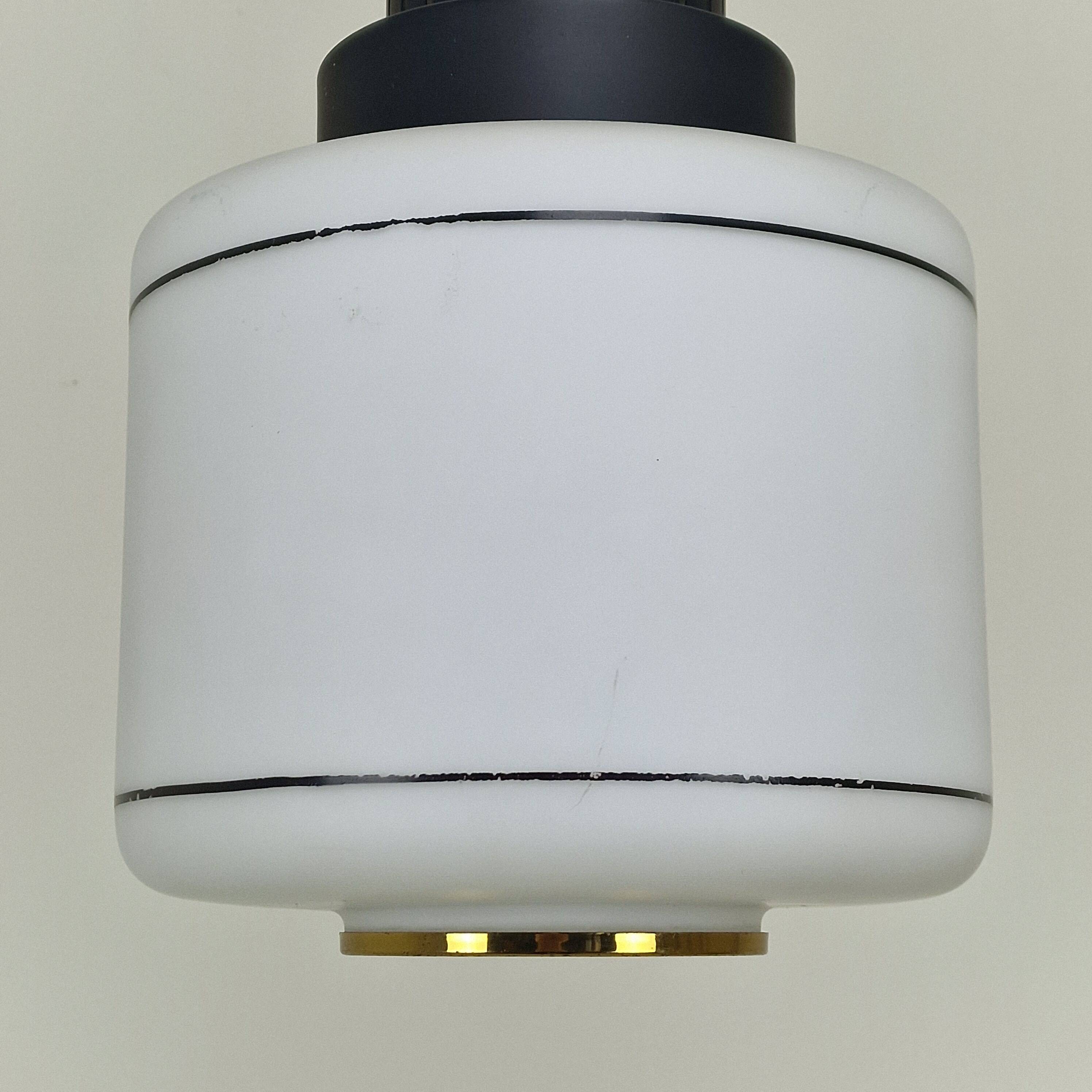 Mid-Century Modern Stilnovo Style Opaline Glass Pendant Light, 1950s/1960s