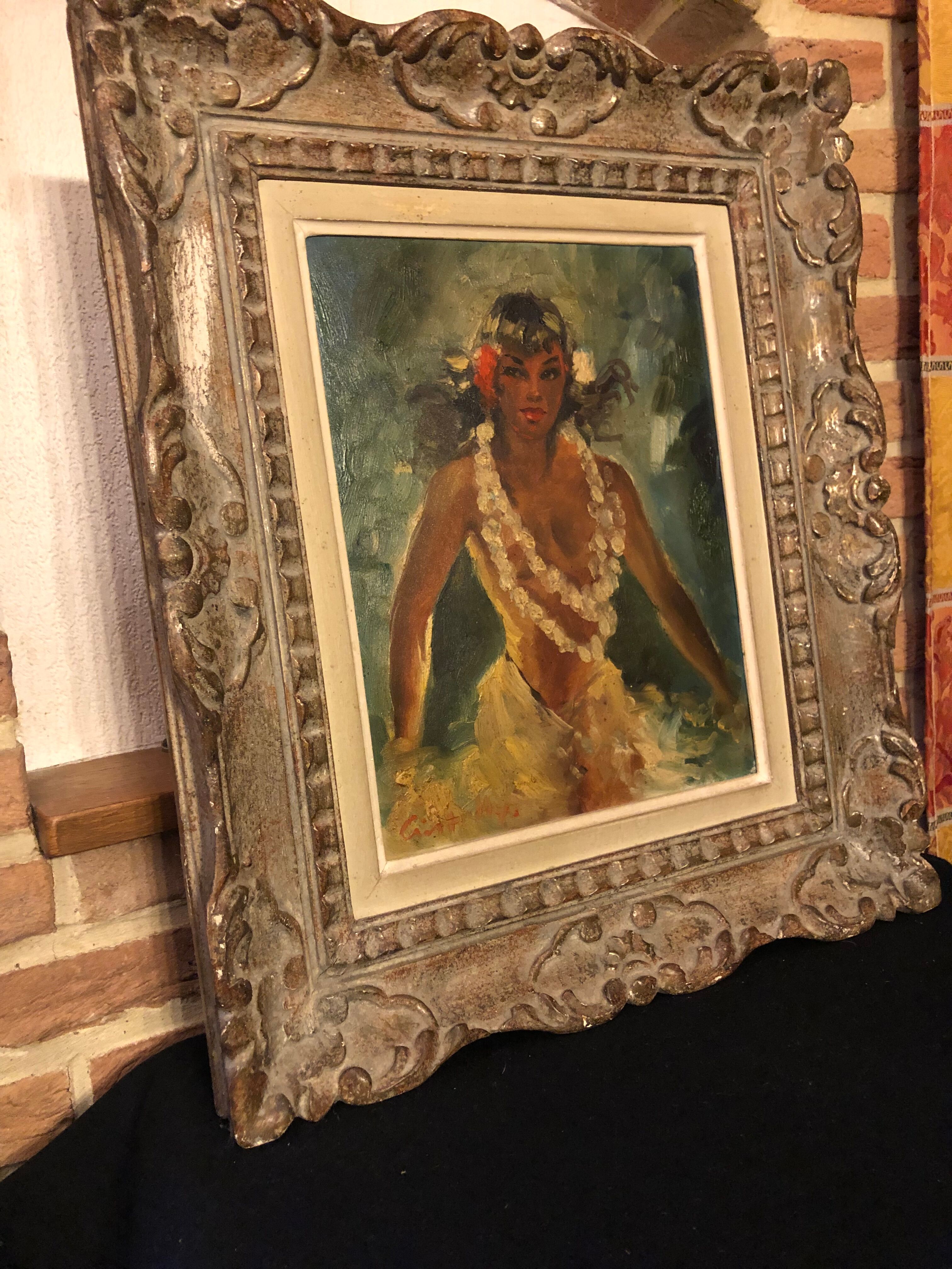 Painting of a tahitian woman by vincente cristellys 1898-1970