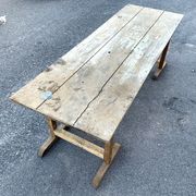 Industrial design of the late nineteenth large factory table in natural wood