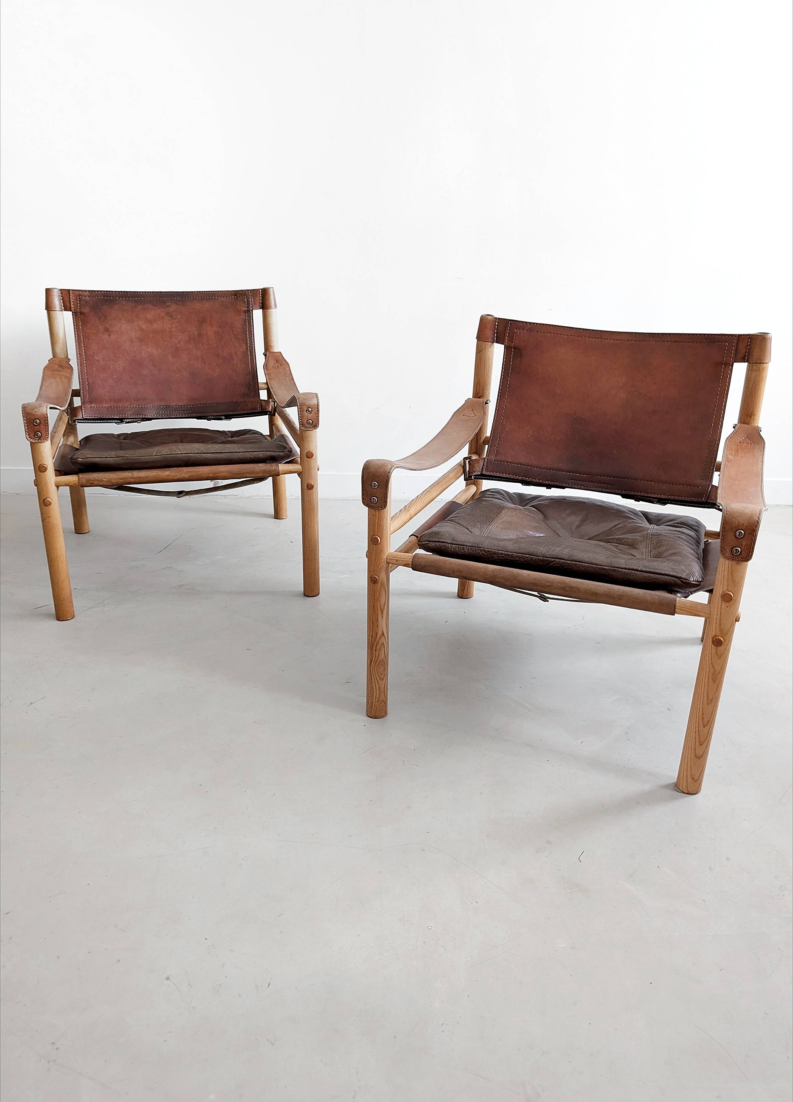 Set of 2 Safari 'Sirocco' chairs by Arne Norell 1960s