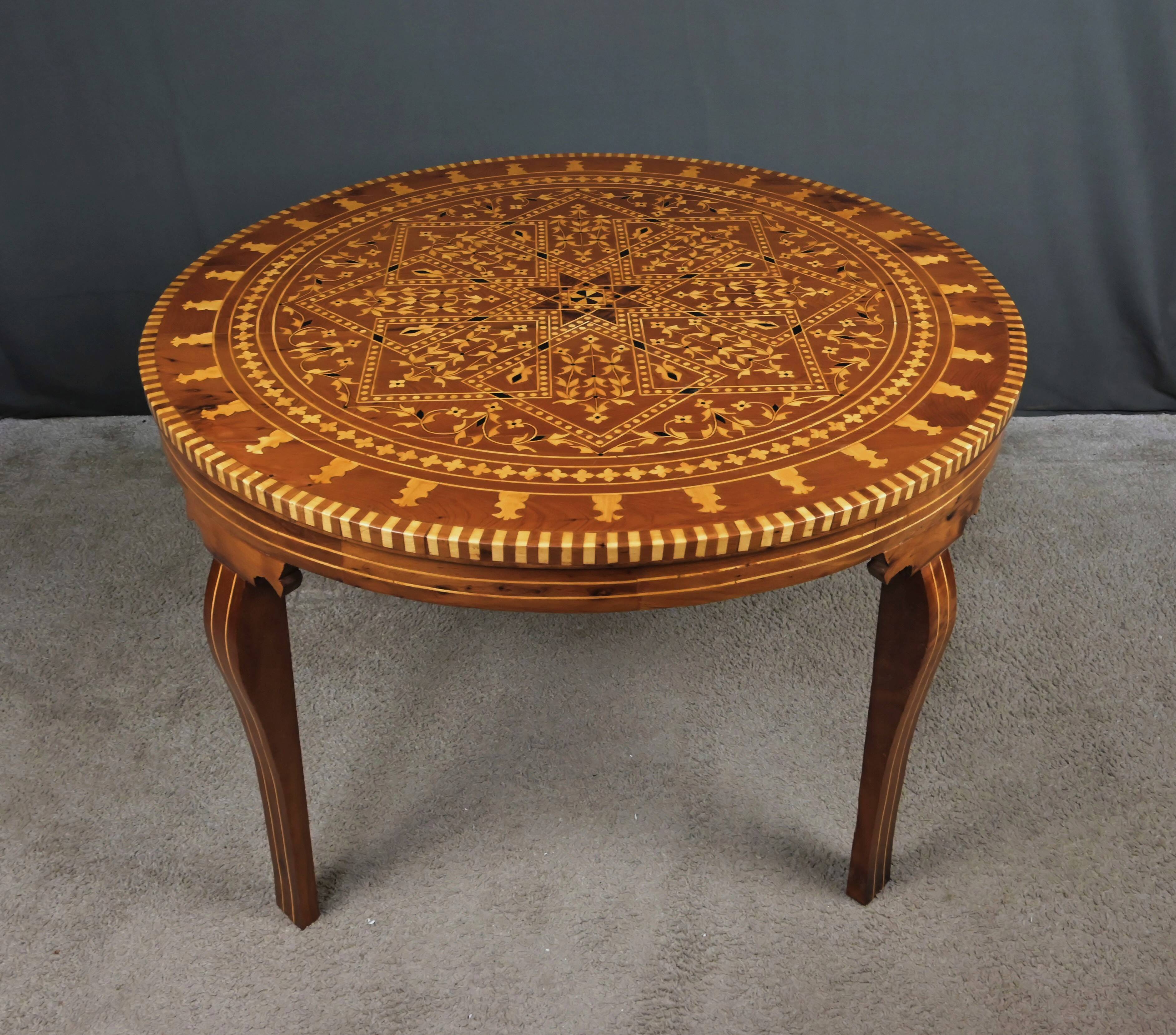 Large Moroccan Tea Table in Marquetry – 20th Century