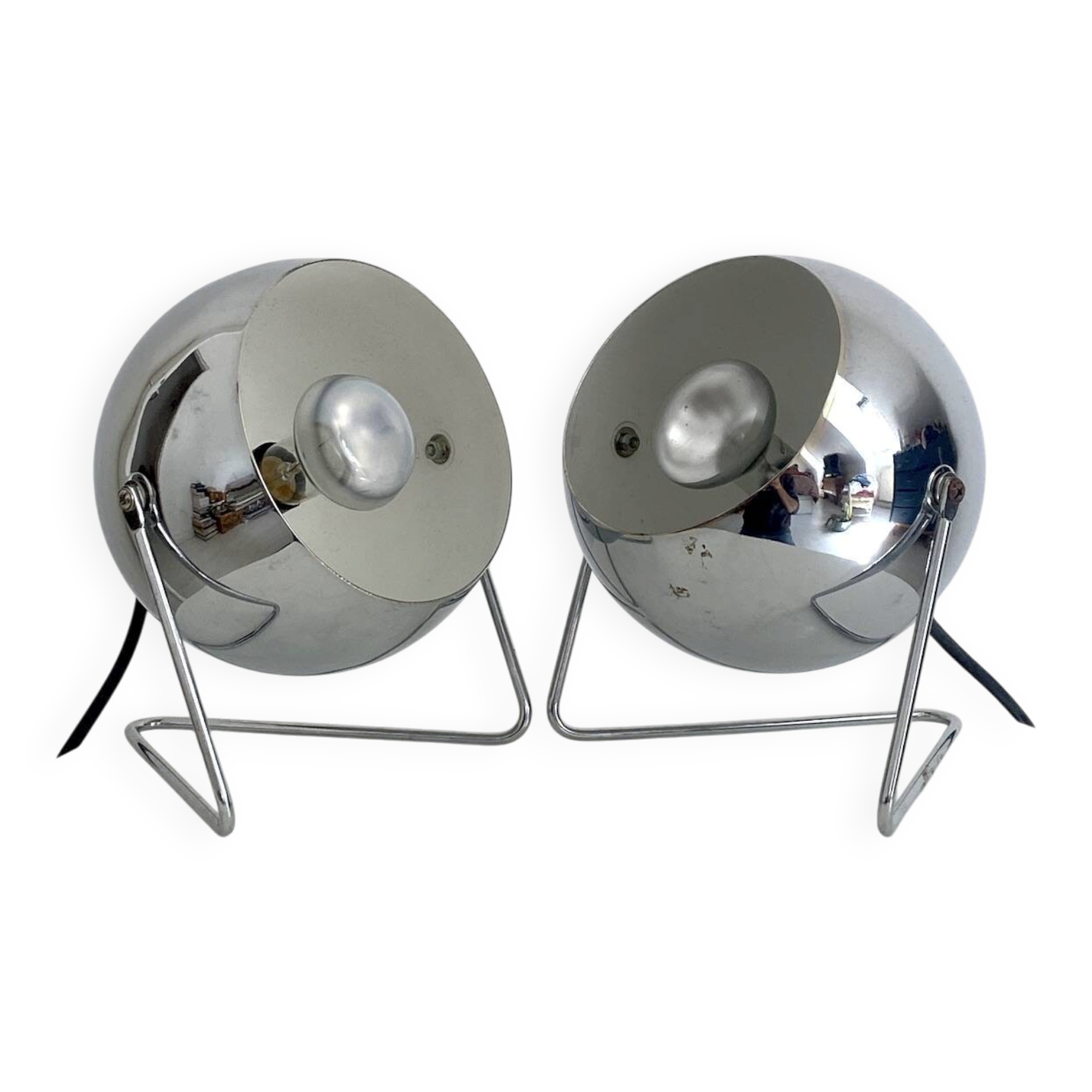 Vintage 1980s chrome Eyeball lamps