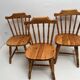 3 western country type pine chairs 1970 turned wood