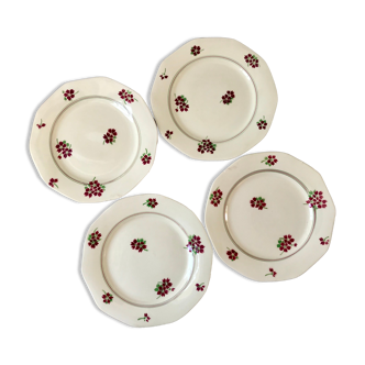 Set of 4 flat plates Moulin des Loups Hamage years 20-30