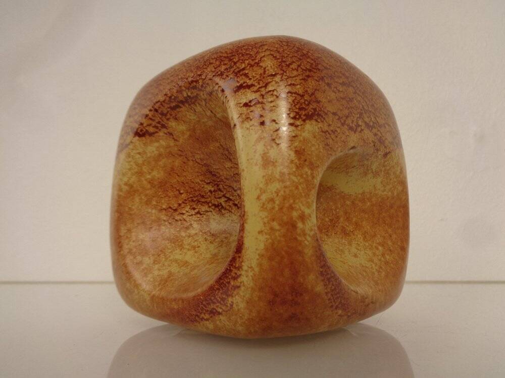 Italian ceramic cube vase by Roberto Rigon for Bertoncello, 1960s.