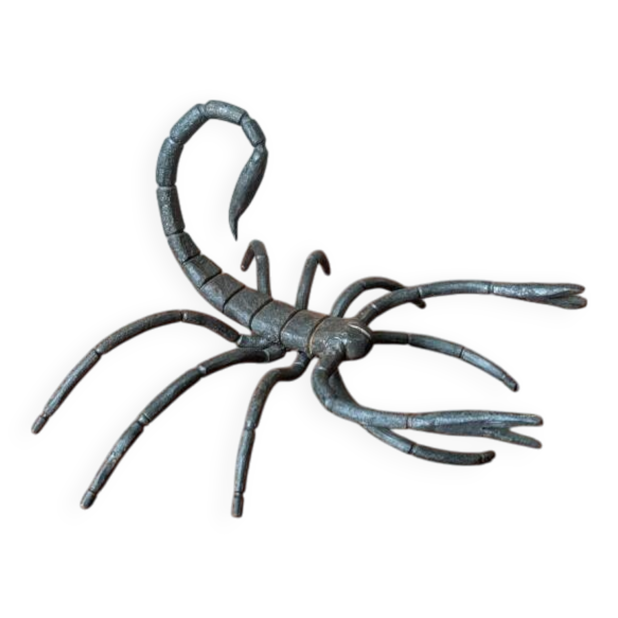 Handcrafted metal scorpion sculpture, curiosity cabinet, arthropod object