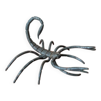 Handcrafted metal scorpion sculpture, curiosity cabinet, arthropod object